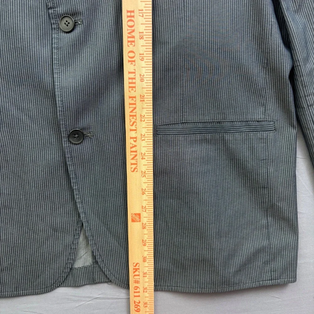 Alfani Mens XL Blue Pinstripe Two Button Blazer Cotton Blend Stretch Jacket